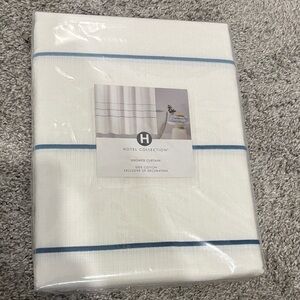 Hotel Collection Cotton Shower Curtain with Blue Accents